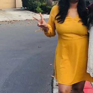 XL polka dot mustard yellow dress